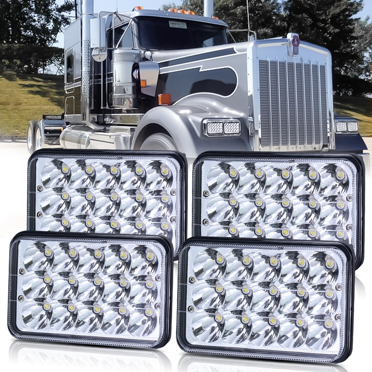 覆面パトカー　フロント LED4個セット リレー配線付き シガーライター加工済み Amazon.com: BAOLICY 4x6 In LED Headlights DOT Approved 4PCS 45W